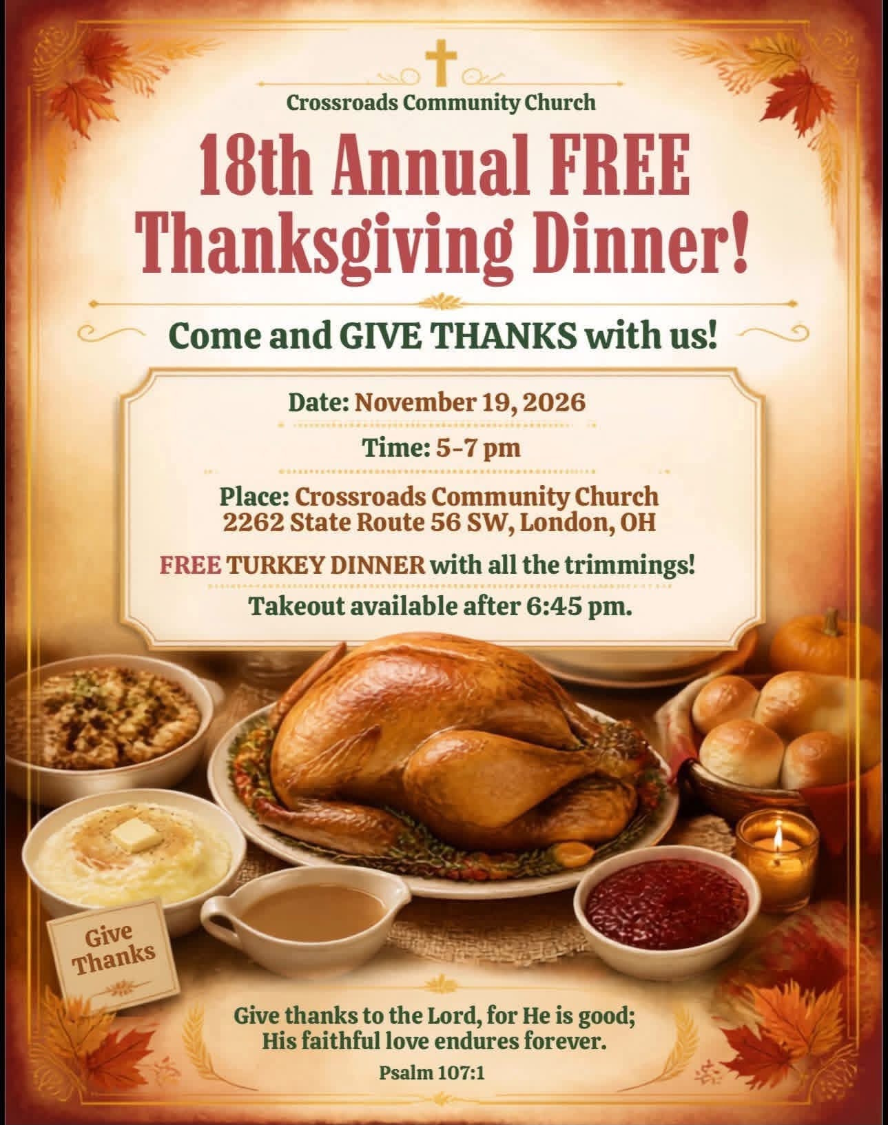 2026 Crossroads Thanksgiving Dinner